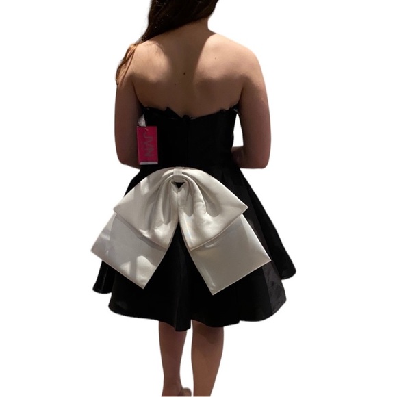 Jovani Strapless Dress Black/White - Picture 2 of 3